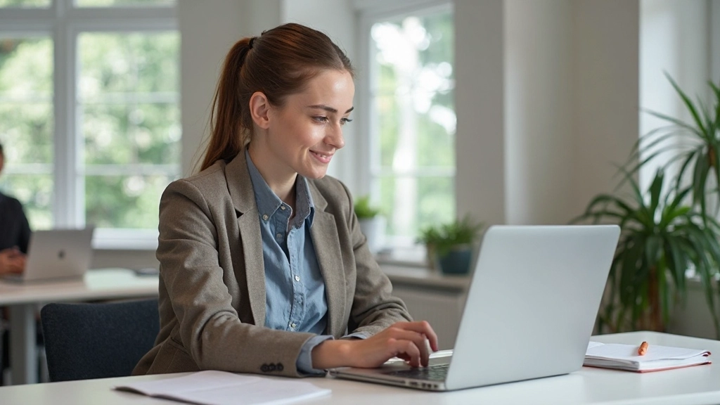 Designer werkt aan rapport layout op computer, scherm toont document opmaak