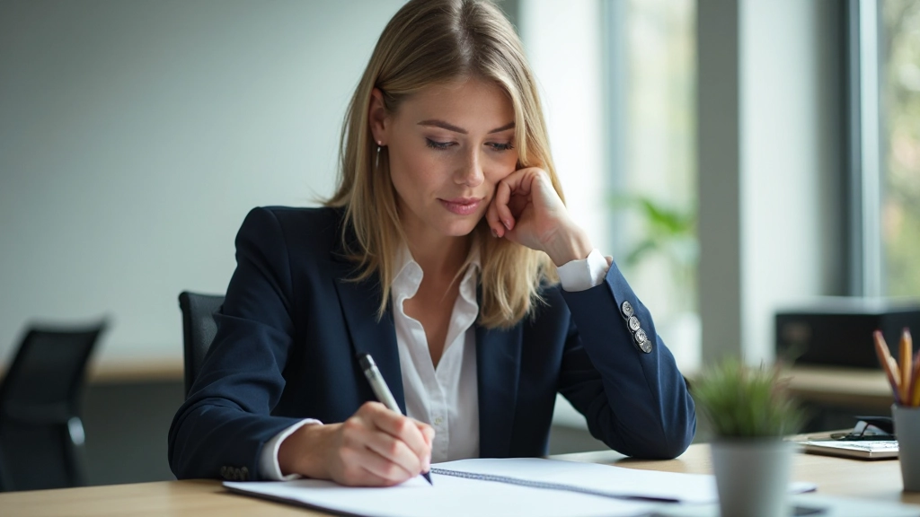 Professionele vrouw die notities maakt voor presentatievoorbereiding aan bureau